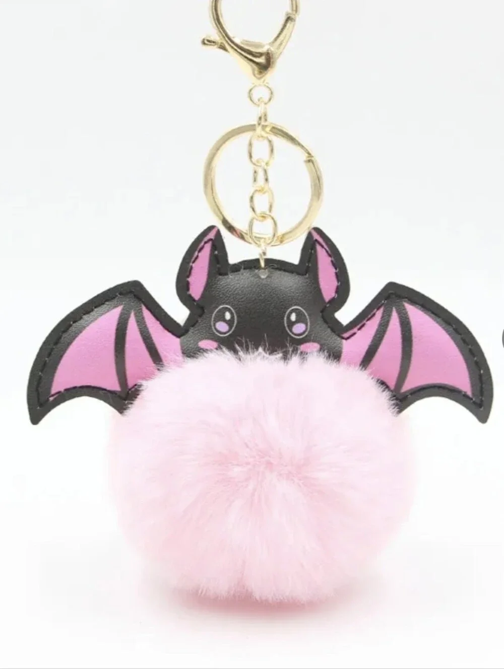 Cute Pink Bat Pom-Pom Keychain/Bag Accessory